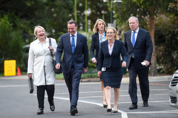 Opposition Leader Michael O’Brien and shadow treasurer Louise Staley (left) have backed the introduction of quotas to increase female representation in the Liberal Party. 