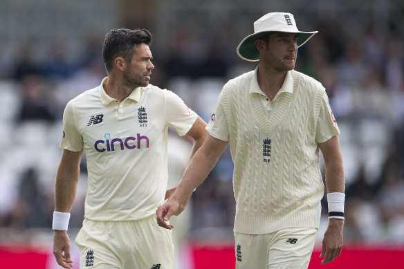 James Anderson, left, is being saved for the second Ashes Test. Stuart Broad may also miss the Gabba.