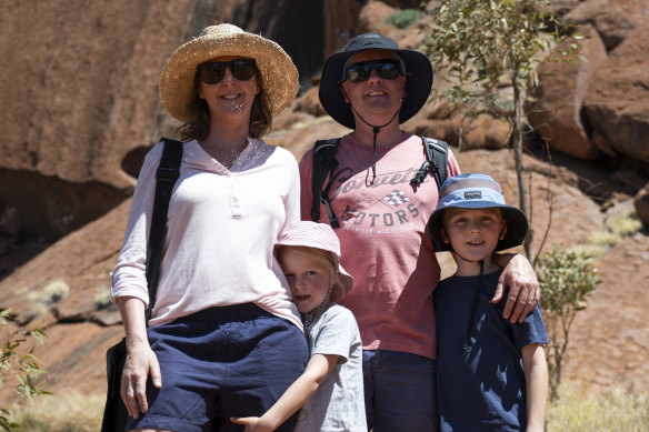 Katie and Cobey Mills, from Fremantle, with their children Indiana, 5, and Bailey, 8. 