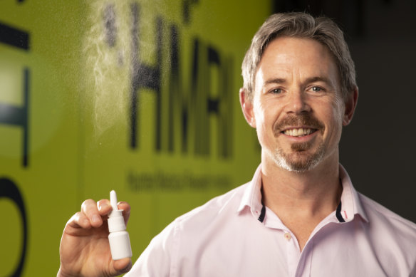 Associate Professor Nathan Bartlett has been working on an immune-stimulating nasal spray that is hoped will protect against viral infections including COVID-19 .