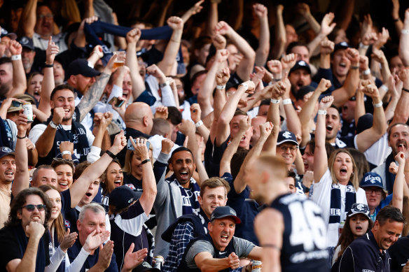 Carlton fans at the Gabba during the early stages of last year’s preliminary final.