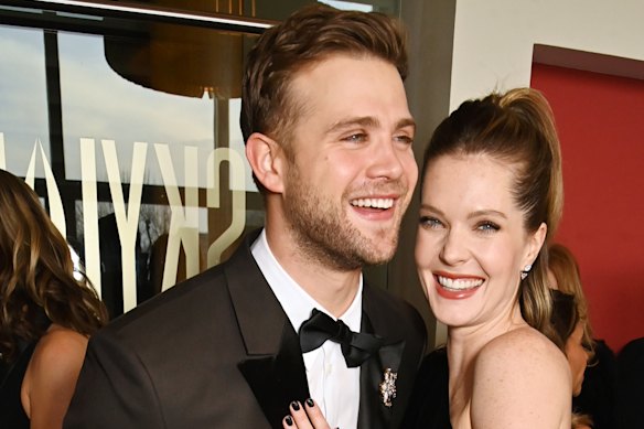 Meghann Fahy and Leo Woodall at this year’s BAFTA awards.