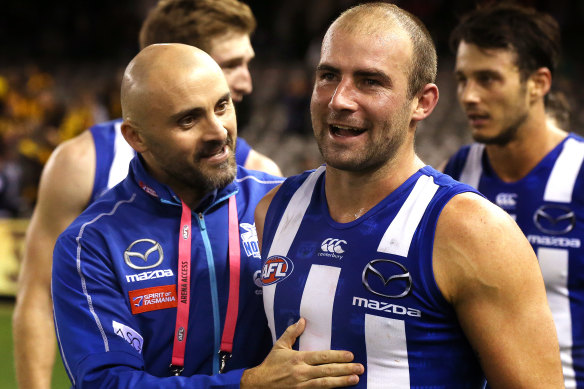 North coach Rhyce Shaw credits veteran midfielder Ben Cunnington with turning the tide for the Roos on Friday night. 