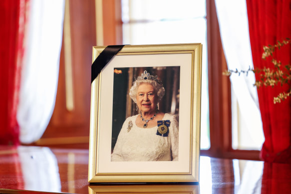 A portrait of Queen Elizabeth at Government House in Sydney.