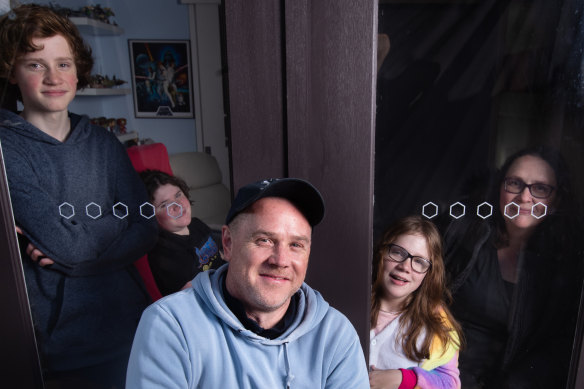 The author Patrick Guest with wife Lisa and their children, Reuben, 13, Noah, 14, and Grace, 11. Patrick  has just released a new children's book, Windows, about being stuck at home due coronavirus. 