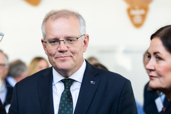 Prime Minister Scott Morrison in Corangamite with Liberal senator Sarah Henderson in December.  