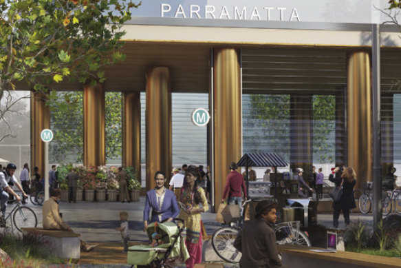 An artist’s impression of the proposed Parramatta metro station in the CBD.