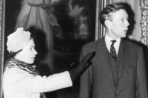Professor Anthony Blunt, former surveyor of the Queen’s pictures, photographed at the Courtauld Institute with Queen Elizabeth II on November 15, 1979.