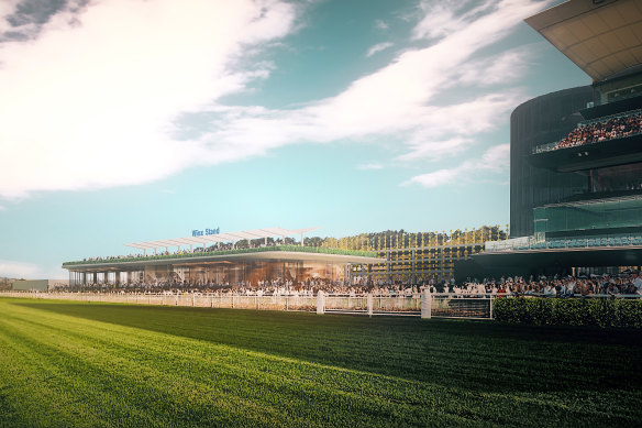 An illustration of the proposed plans for a new Winx Stand at Royal Randwick Racecourse.