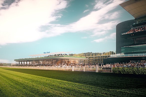 An illustration of the proposed plans for a new Winx Stand at Royal Randwick Racecourse.