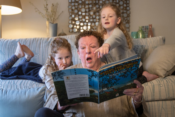 Student wellbeing leader Sue Cahill with her granddaughters Ella and Audrey.