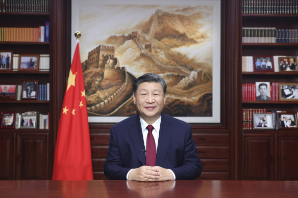 Chinese President Xi Jinping delivers a New Year message in Beijing to ring in 2024. 
