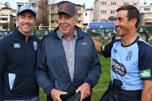 Warren Ryan (centre) with Greg Alexander and Andrew Johns (right).