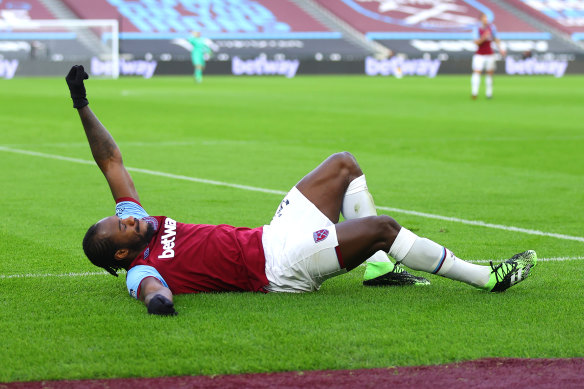 Michail Antonio brings out an unusual celebration.