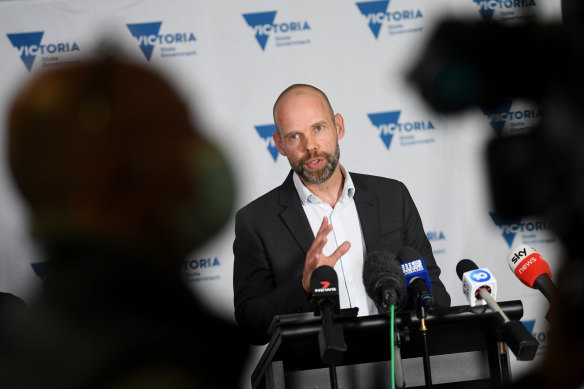 COVID-19 response commander Jeroen Weimar addresses the media on Wednesday.