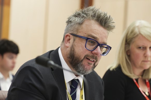 ABC News Director Justin Stevens at a previous estimates hearing in 2024.