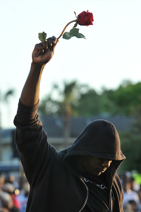 Scenes from a rally after the death of Trayvon Martin in Florida in 2012.