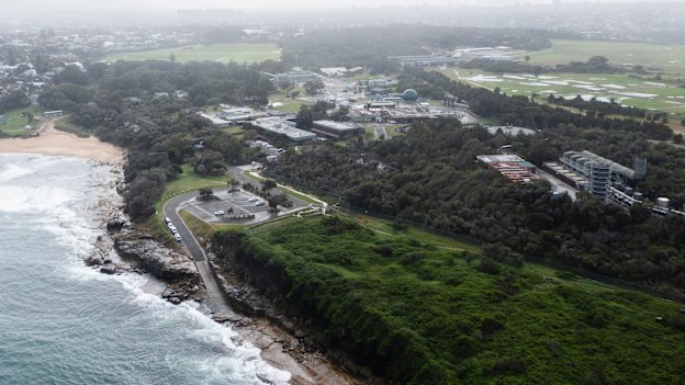 An aerial image of the Malabar wastewater treatment plant, which serves nearly 2 million people.