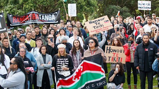Thousands of protesters rallied against the New Zealand government’s Indigenous policies on Tuesday as the Parliament convened for the first time since October elections.