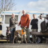 St Kilda residents with the caravans.