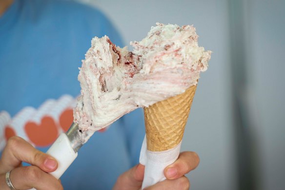 A scoop of raspberry meringue gelato at Okay Lucy in Black Rock.