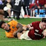 Hugo Keenan of the British & Irish Lions scores the winning try.