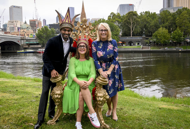 Moomba Festival 2020 monarchs Julia Morris and Nazeem Hussain with Lord Mayor Sally Capp, just over a month before Melbourne went into its first lockdown.