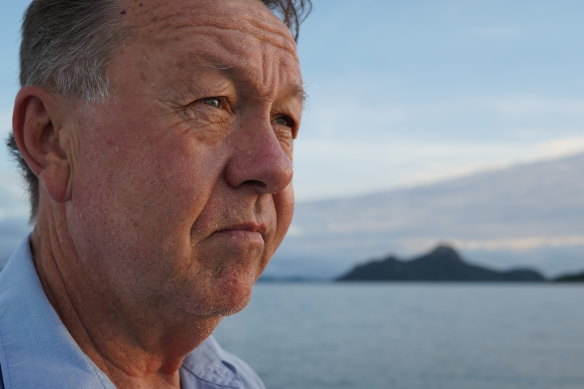 David Naggs in the Whitsundays, looking for the spot where his son died in a crash. “It’s a cold, lonely place to die.”
