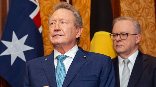 Fortescue founder Andrew Forrest and Prime Minister Anthony Albanese.