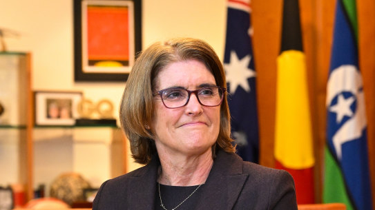 Michele Bullock in Prime Minister Anthony Albanese’s office on Friday.