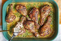 One-tray spiced chicken drumsticks make the most of the cheap cut.
