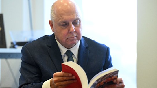 Treasurer Tim Pallas with the 2023-24 state budget.