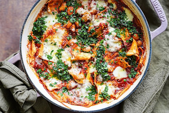 This saucy white bean and sobrasada veered through Spain on its way to becoming lasagne-esque.