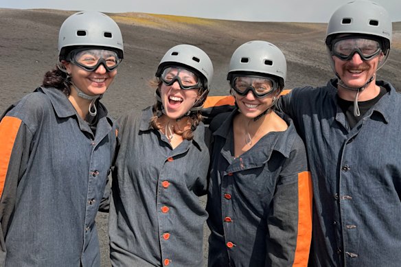 The author, second from left, on a volcano in Nicaragua.