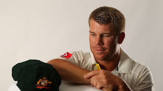 David Warner with a baggy green before his 2011 Test debut.