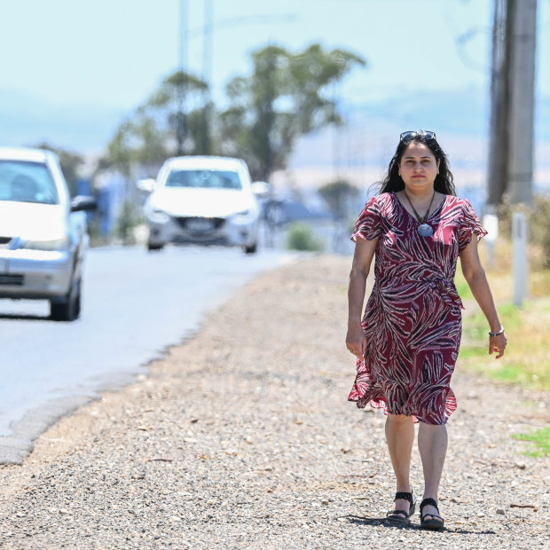 Pawan Kaur has been forced to walk long distances along an unsafe road to get to her Mount Atkinson home from Rockbank railway station.