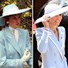 Diana, Princess of Wales in 1987 and Catherine, Princess of Wales at Trooping the Colour in 2026, both wearing Catherine Walker.