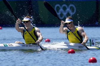 Tom Green and Jean van der Westhuyzen were fastest into the men’s K2 1000m final and are bringing home gold.