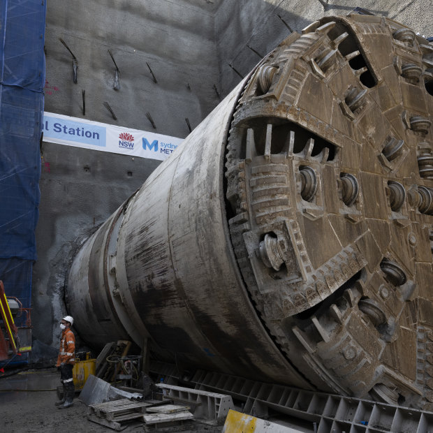  A 180-metre tunnel boring machine named Peggy broke through into the site excavated for the airport station terminal several weeks ago.