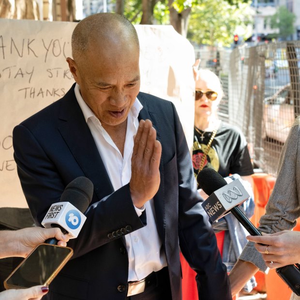 Charlie Teo and partner Traci Griffiths arrive at the hearing on Thursday.