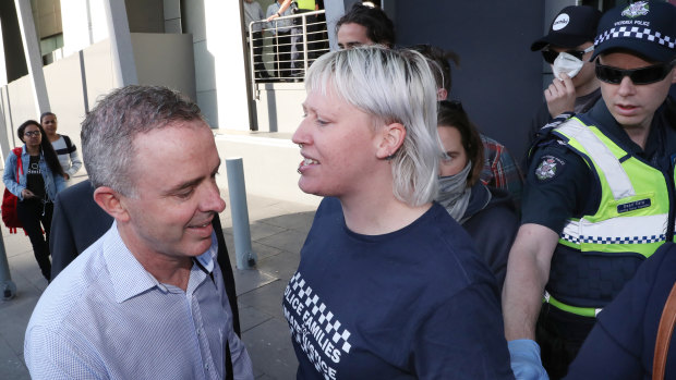 Protesters taunted delegates at the international mining conference in Melbourne this week.