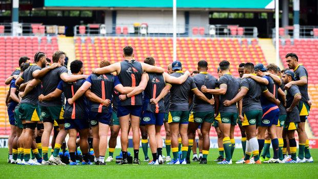 Better together: Wallabies players during Friday's captain's run.
