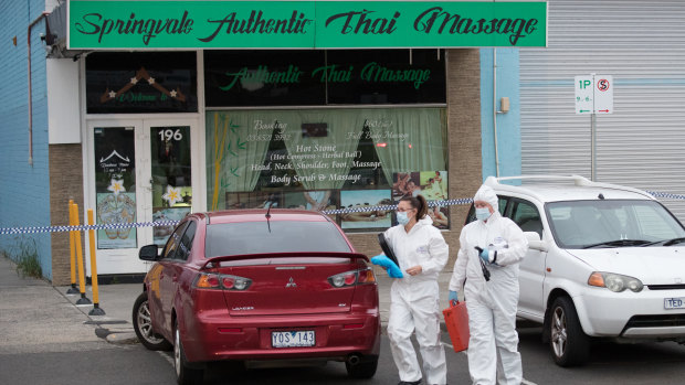 The shooting happened outside Springvale Authentic Thai Massage.