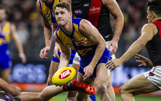 Jack Redden gathers the ball for the Eagles.