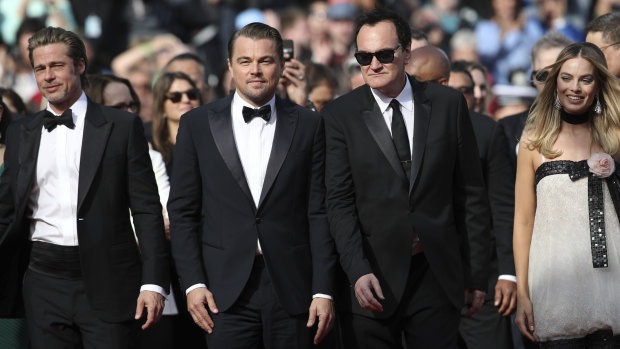 From left: Brad Pitt, Leonardo DiCaprio, director Quentin Tarantino and Margot Robbie at the premiere of the film 'Once Upon a Time in Hollywood' at Cannes in May.