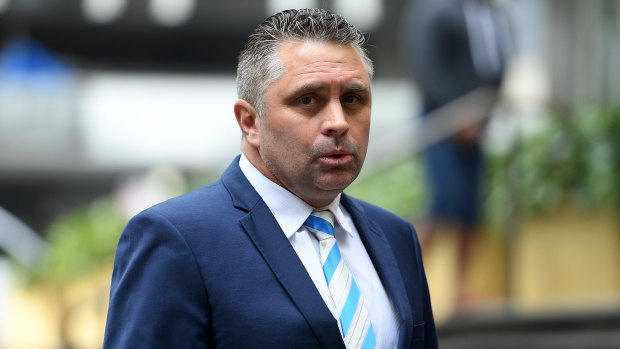Former Parramatta Eels manager of football Jason Irvine leaves court on Tuesday. 