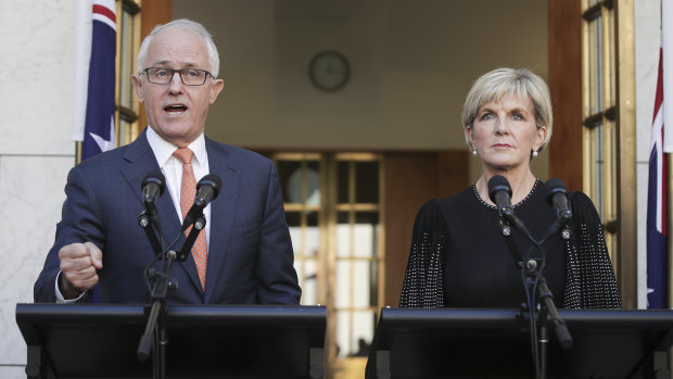Malcolm Turnbull and Julie Bishop on Tuesday. 