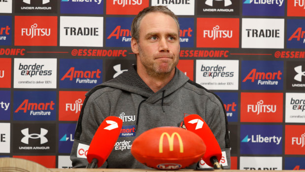 In his final press conference as Essendon coach, Ben Rutten said he deserved to be treated better by the club.
