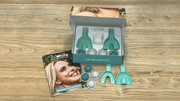 The kit EZ Smile users are sent to set up their clear-aligner braces. 