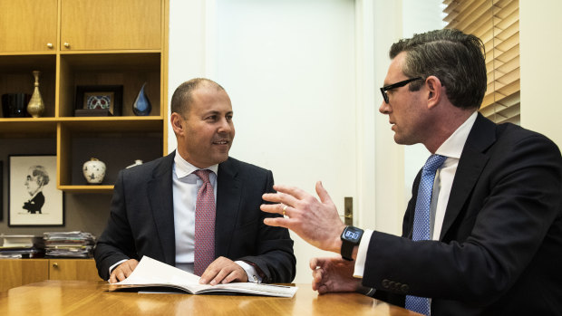 Federal Treasurer Josh Frydenberg and his NSW counterpart Dominic Perrottet.